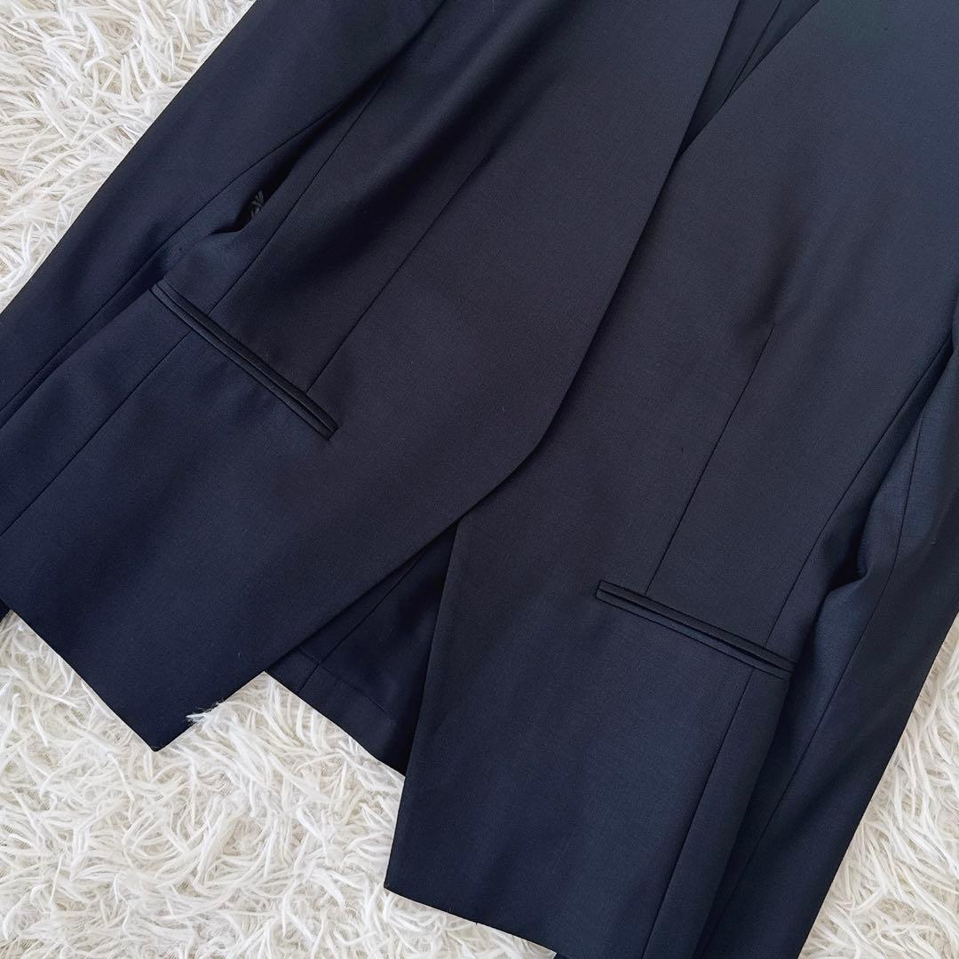 美品✨セオリーリュクス EXECUTIVE ノーカラー パンツスーツ 紺 M〜L