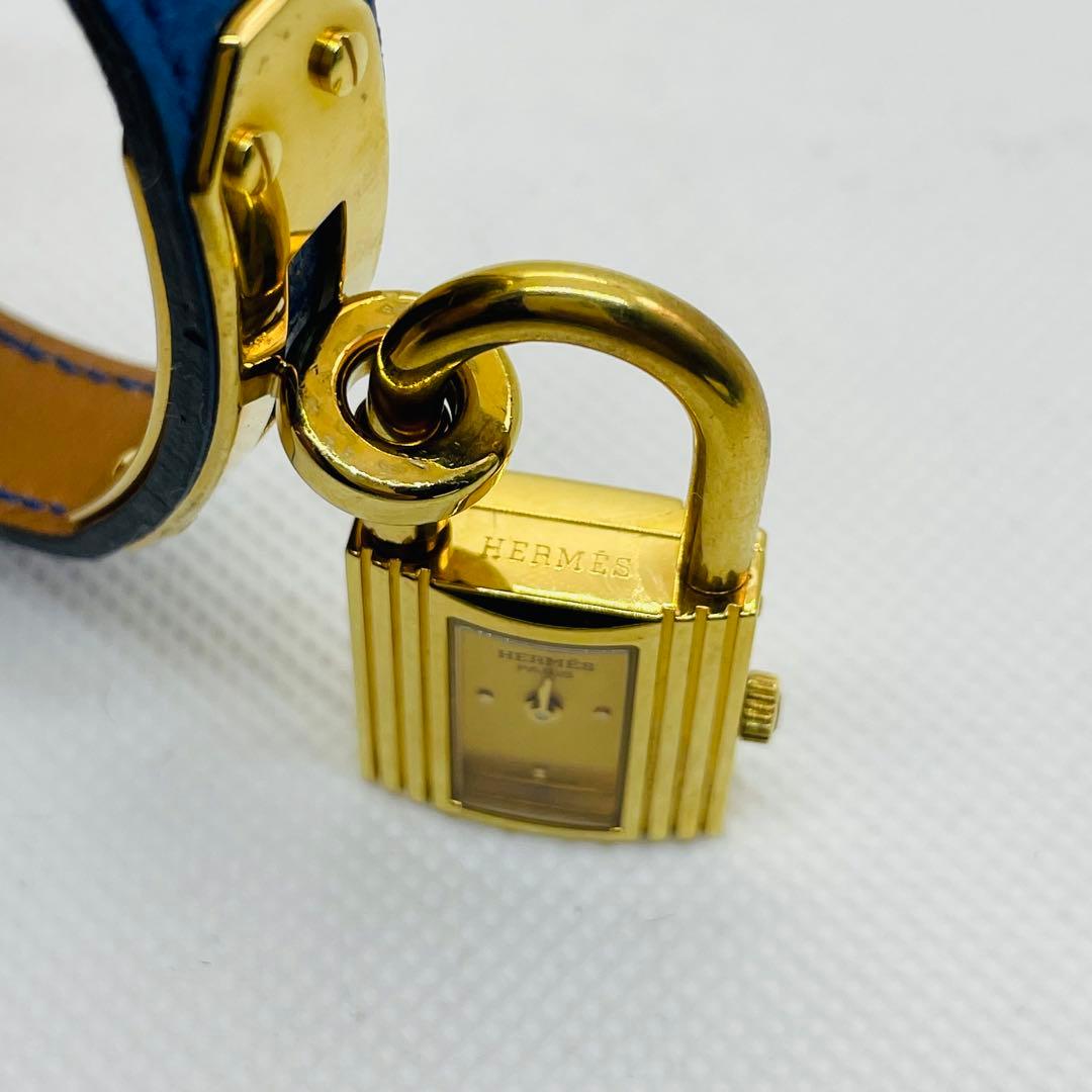 美品HERMES エルメス ケリーウォッチ GP/革 ゴールド文字盤 箱付き
