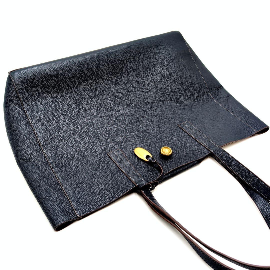 トフアンドロードストーン ブラスボタン トートバッグ ネイビー レザー 極美品