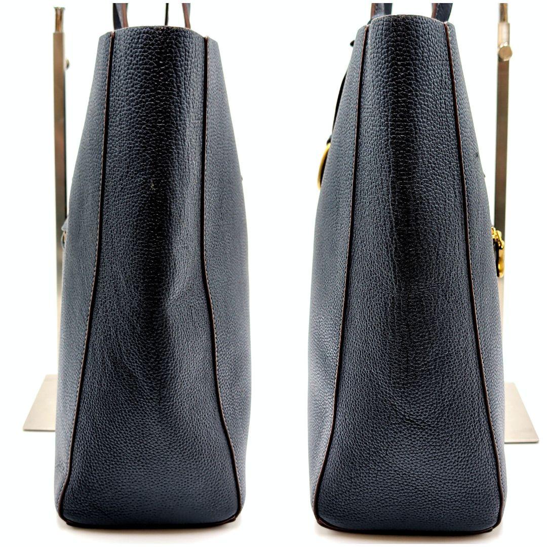 トフアンドロードストーン ブラスボタン トートバッグ ネイビー レザー 極美品