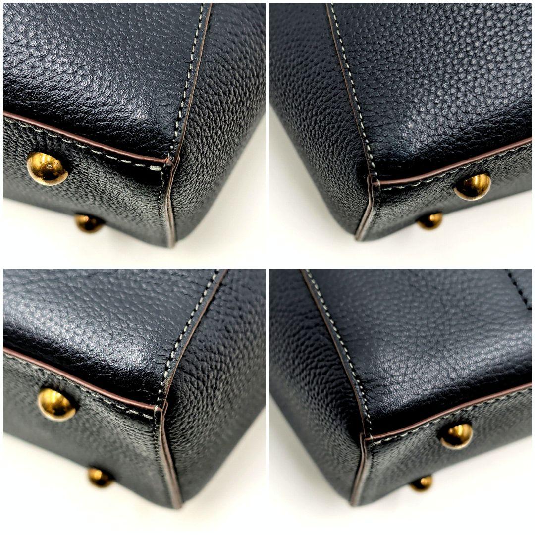 トフアンドロードストーン ブラスボタン トートバッグ ネイビー レザー 極美品