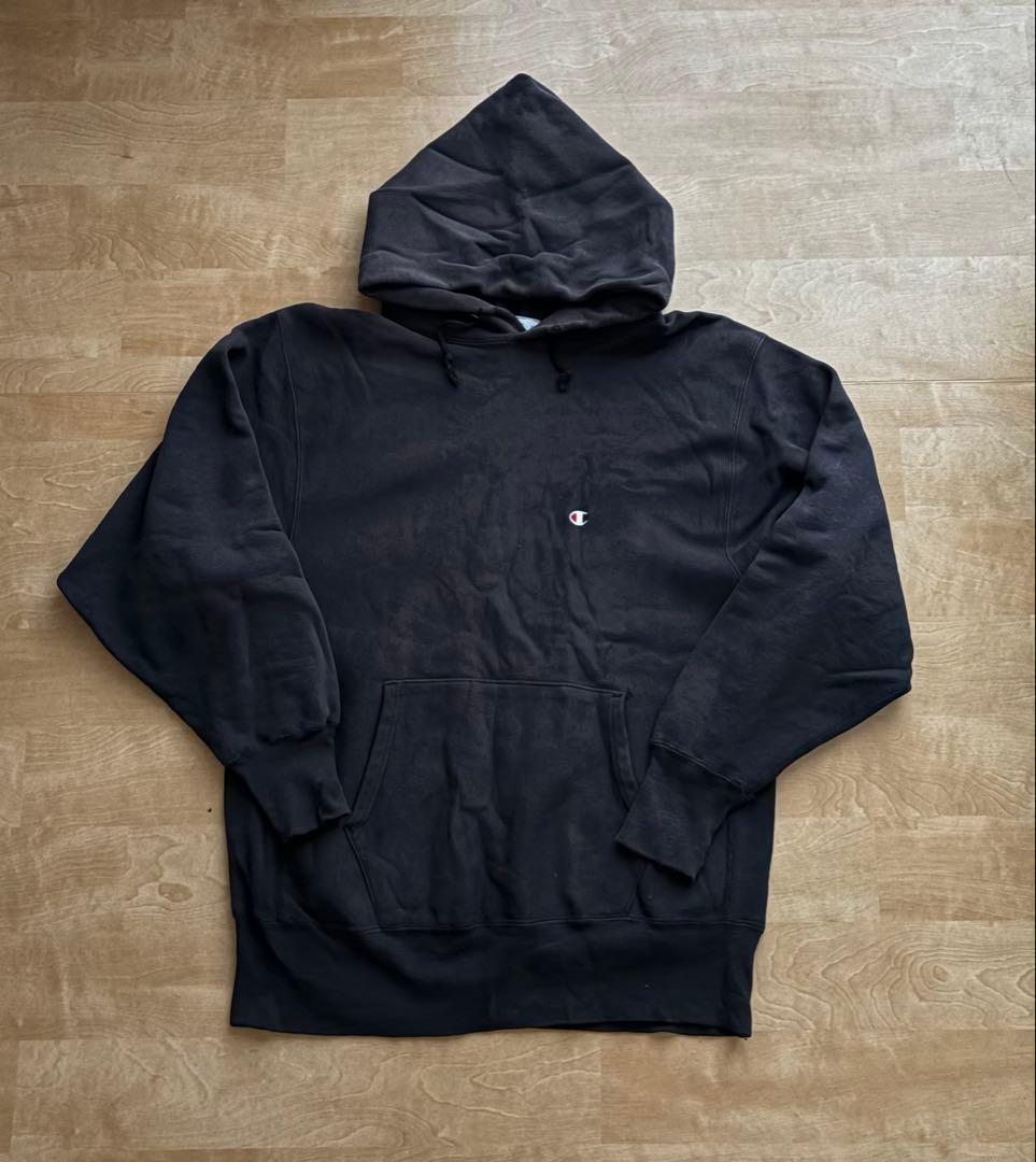 け*る様 90s usa製　ブラック　リバースウィーブ　目あり　ボロ　フェード