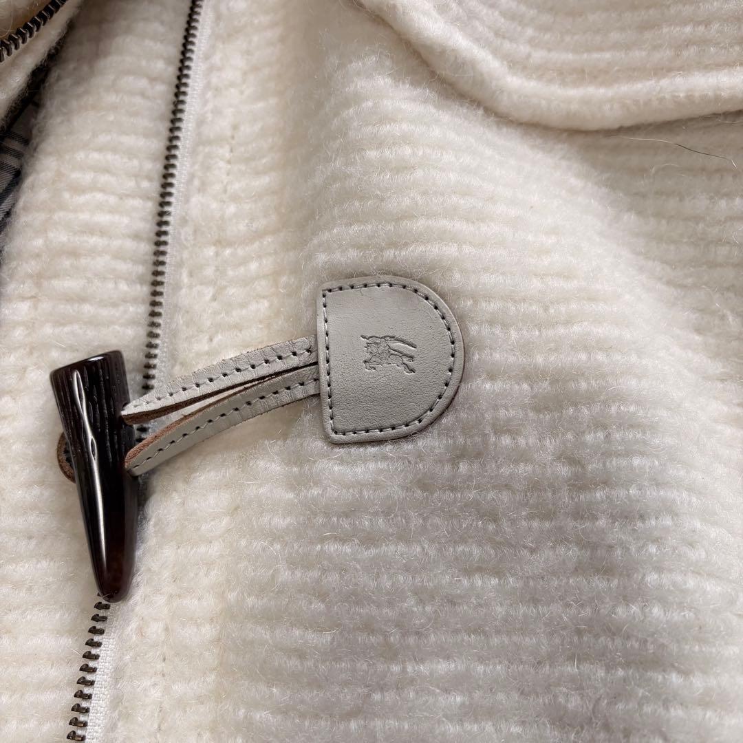 バーバリー ブルーレーベル ボリューム袖 モヘア ダッフル ノバチェック ファー