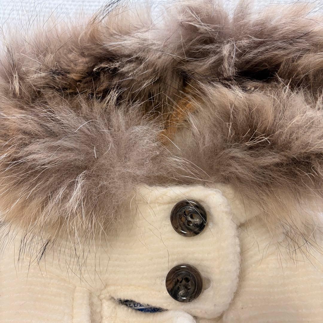 バーバリー ブルーレーベル ボリューム袖 モヘア ダッフル ノバチェック ファー