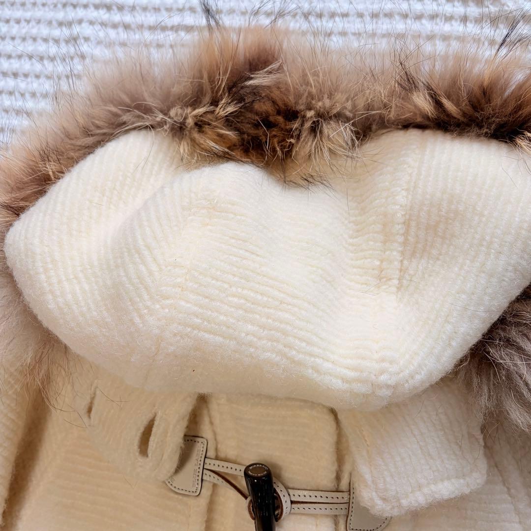 バーバリー ブルーレーベル ボリューム袖 モヘア ダッフル ノバチェック ファー