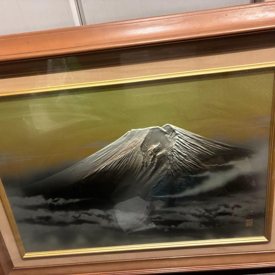 絵画山 額縁特大奈良楠木vintage インテリア年代物 昭和82×62日本絵画
