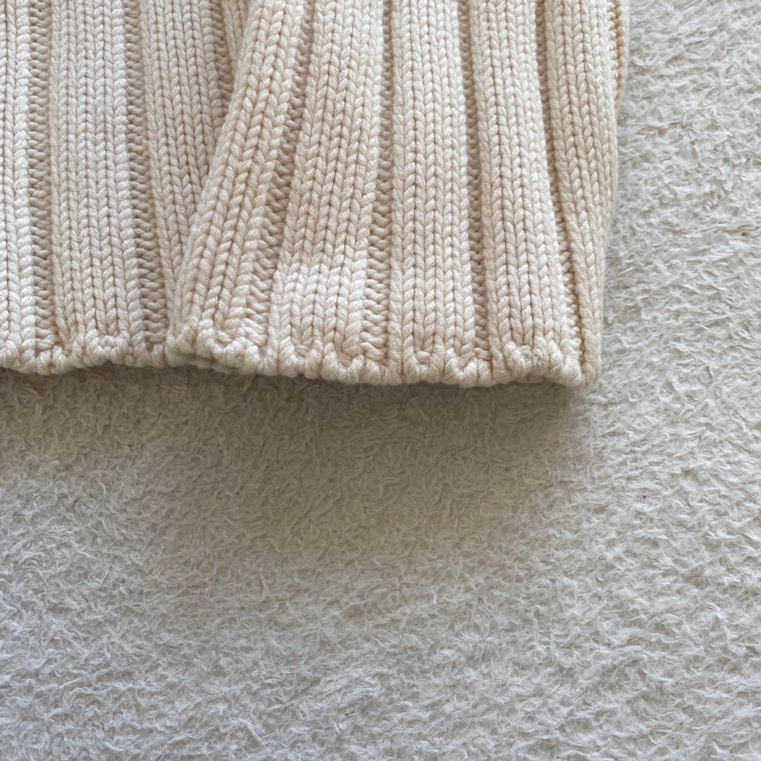 【希少】オーラリー ボートネック ウールワイドリブニット 肉厚 オフホワイト