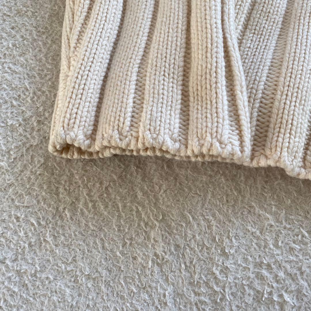 【希少】オーラリー ボートネック ウールワイドリブニット 肉厚 オフホワイト