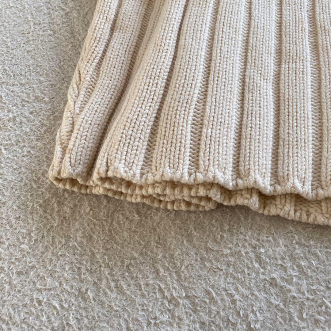 【希少】オーラリー ボートネック ウールワイドリブニット 肉厚 オフホワイト