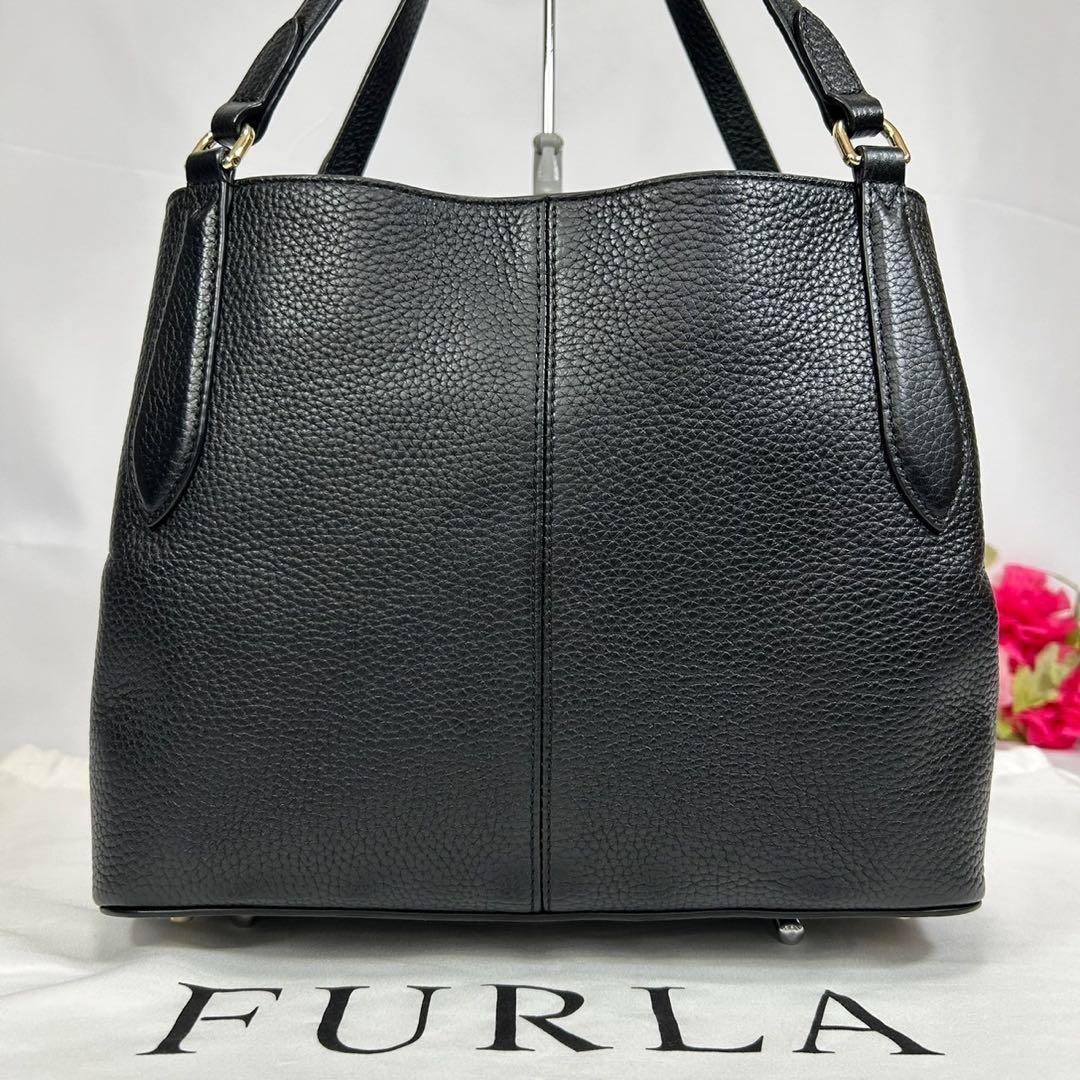 【極美品/付属品完備】フルラ 2way ダフネ ショルダーバッグ レザー 黒