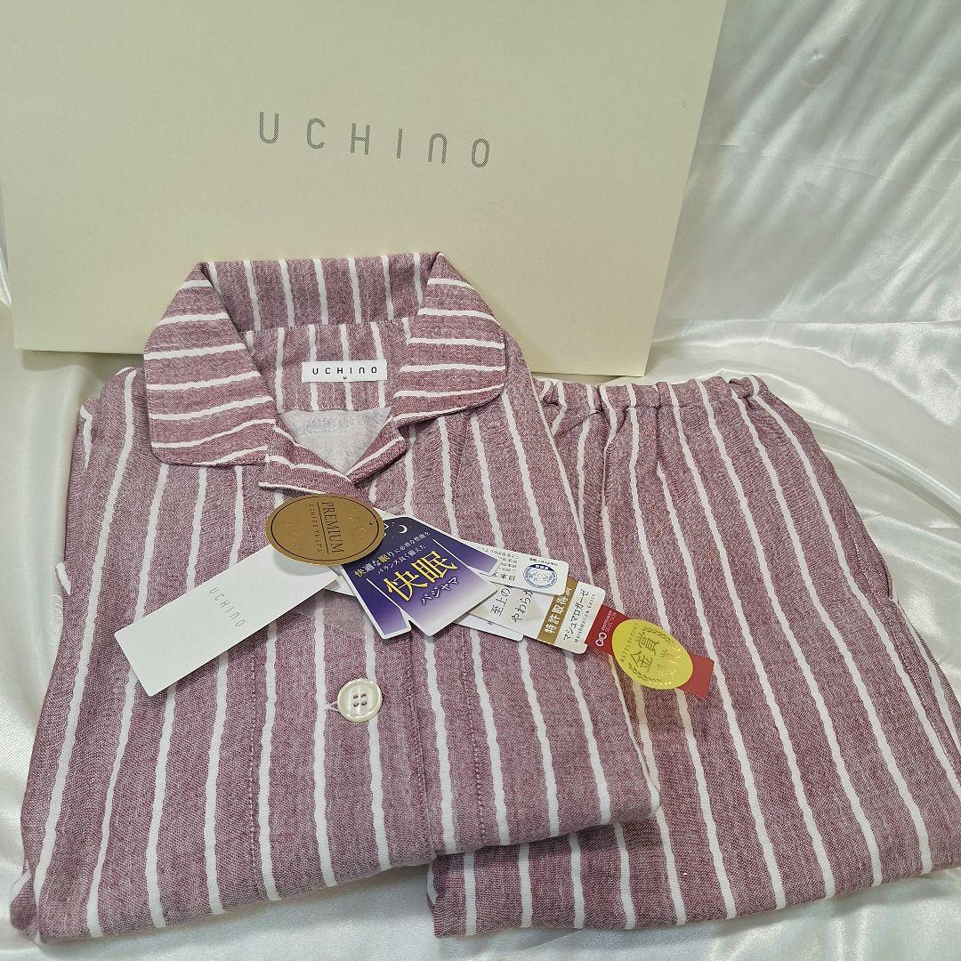 新品未使用　ウチノマシュマロガーゼパジャマ　M　ライトパープル　綿100