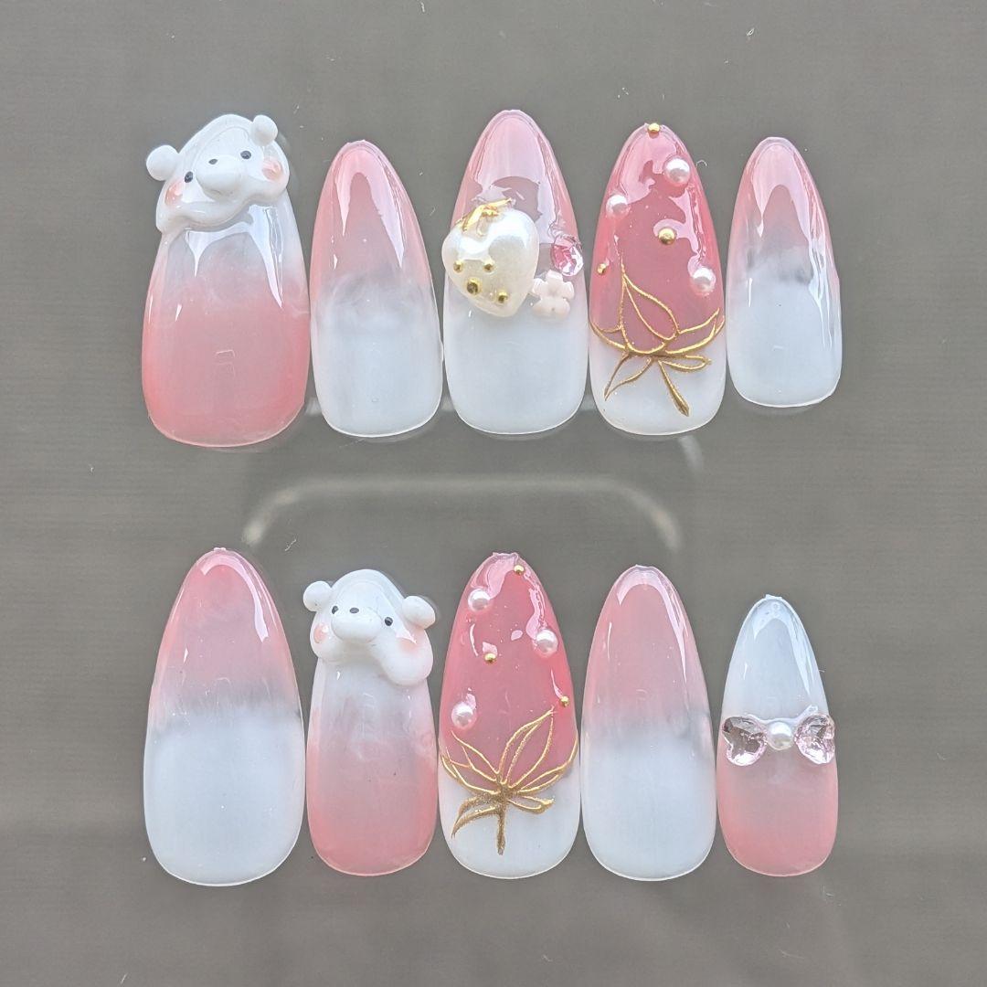 ネイルチップ 現品 オーダー かわいい 春 夏 卒業式 入学式 花 桜