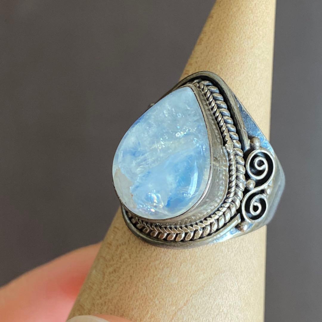 シルバー925 レインボームーンストーン　指輪　リング　 天然石