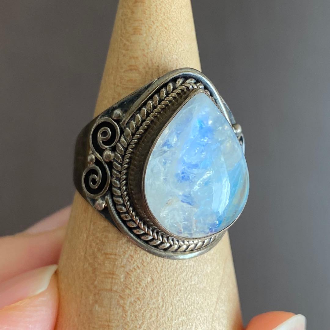 シルバー925 レインボームーンストーン　指輪　リング　 天然石