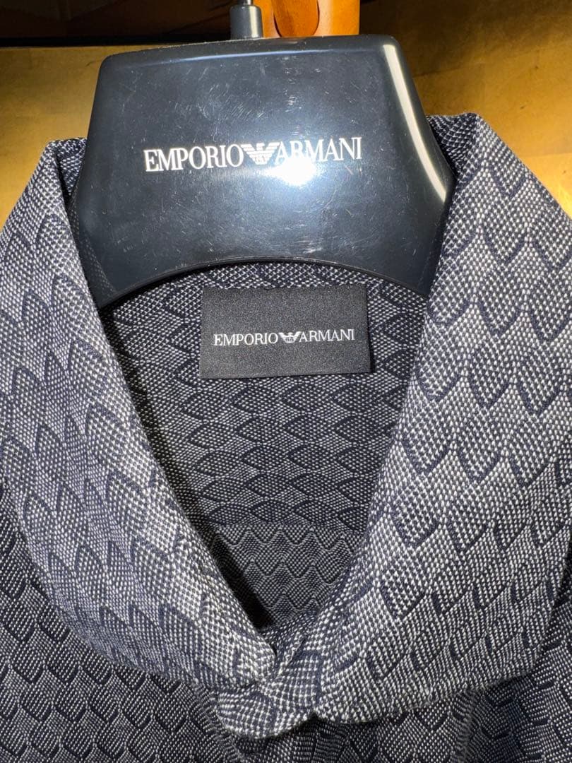 【エンポリオアルマーニ】新品タグ付定価730,000円ストレッチネイビーシャツL