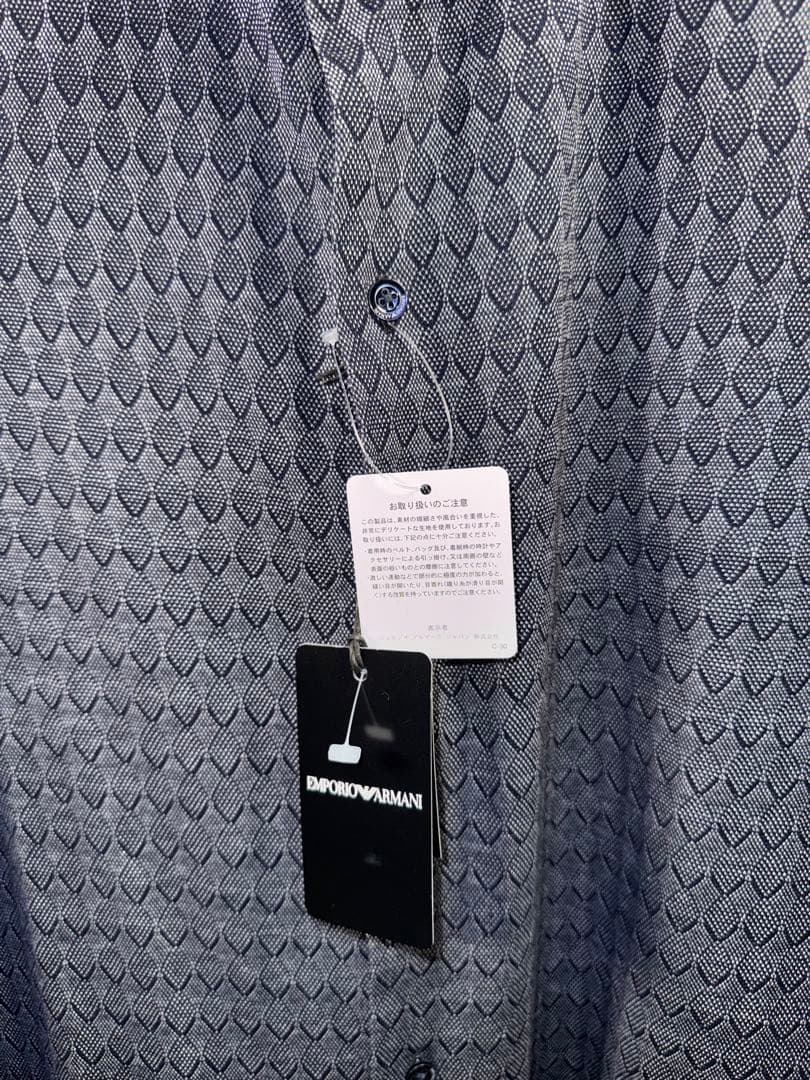 【エンポリオアルマーニ】新品タグ付定価730,000円ストレッチネイビーシャツL