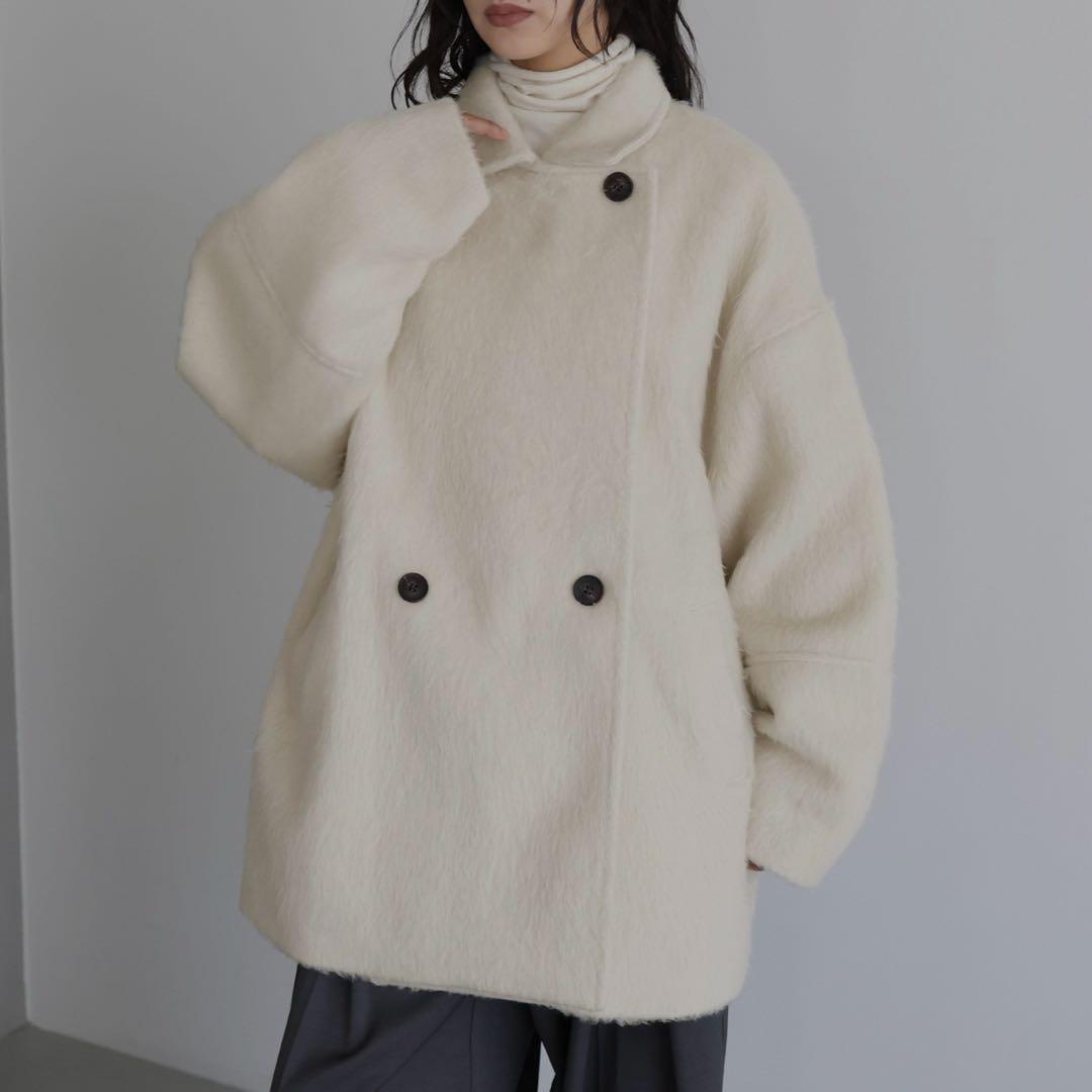 hellam シャギーミドルコート　ホワイト　FREE