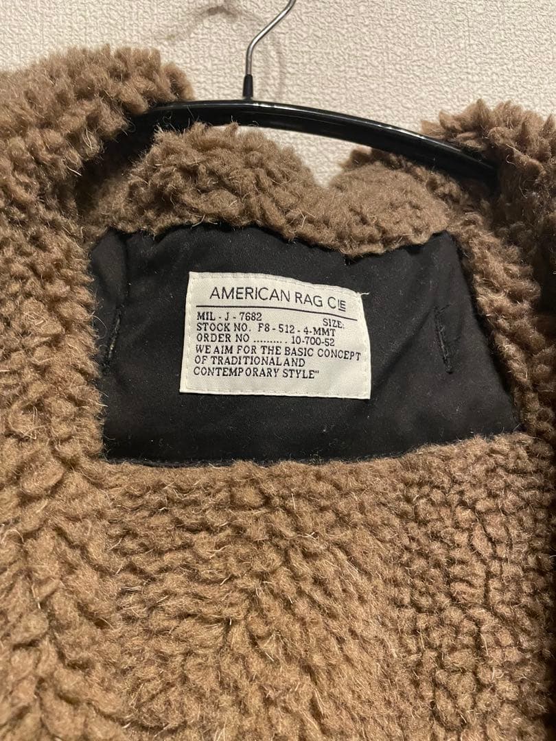 アメリカンラグシー　ファー付きブラックモッズコート