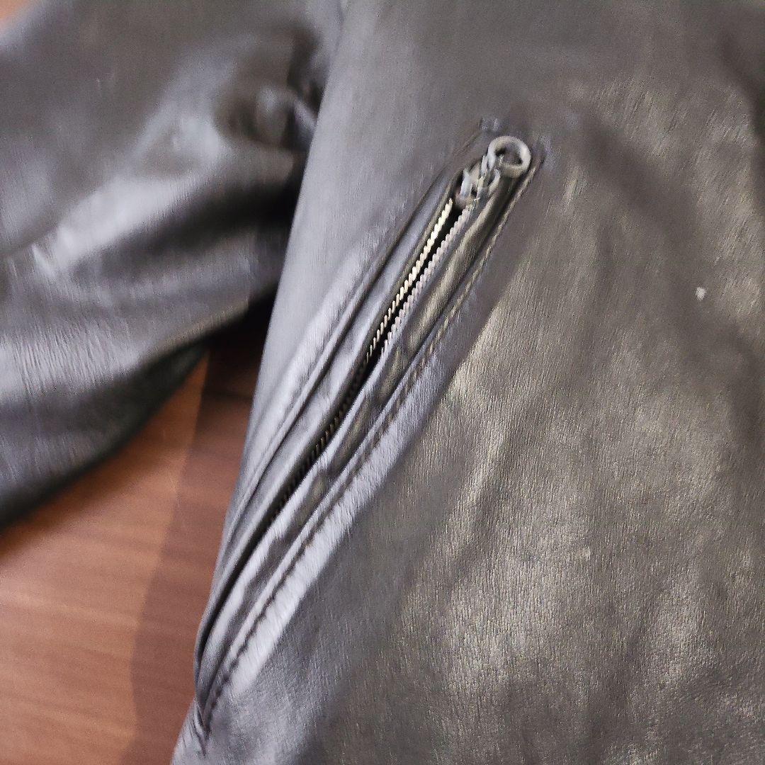 黒 レザー シングルライダースジャケット 38