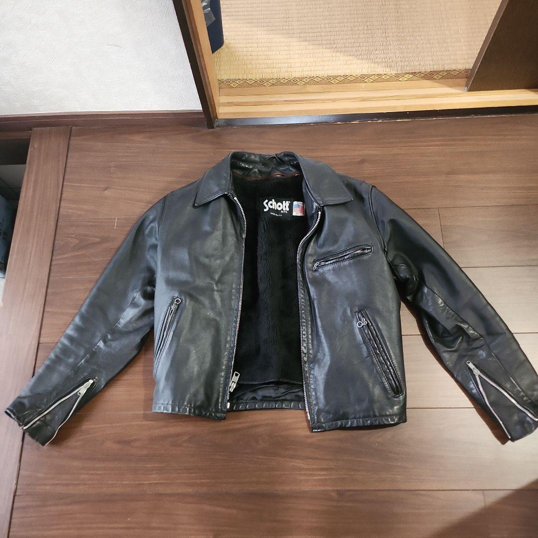 黒 レザー シングルライダースジャケット 38