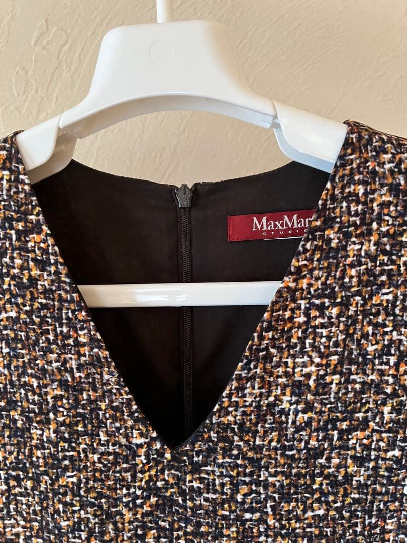 【美品】MaxMara Vネック 七分袖 ワンピース