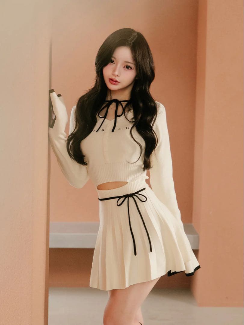 最安値 Darich ウエストオープンリボンデザインニットミニワンピース