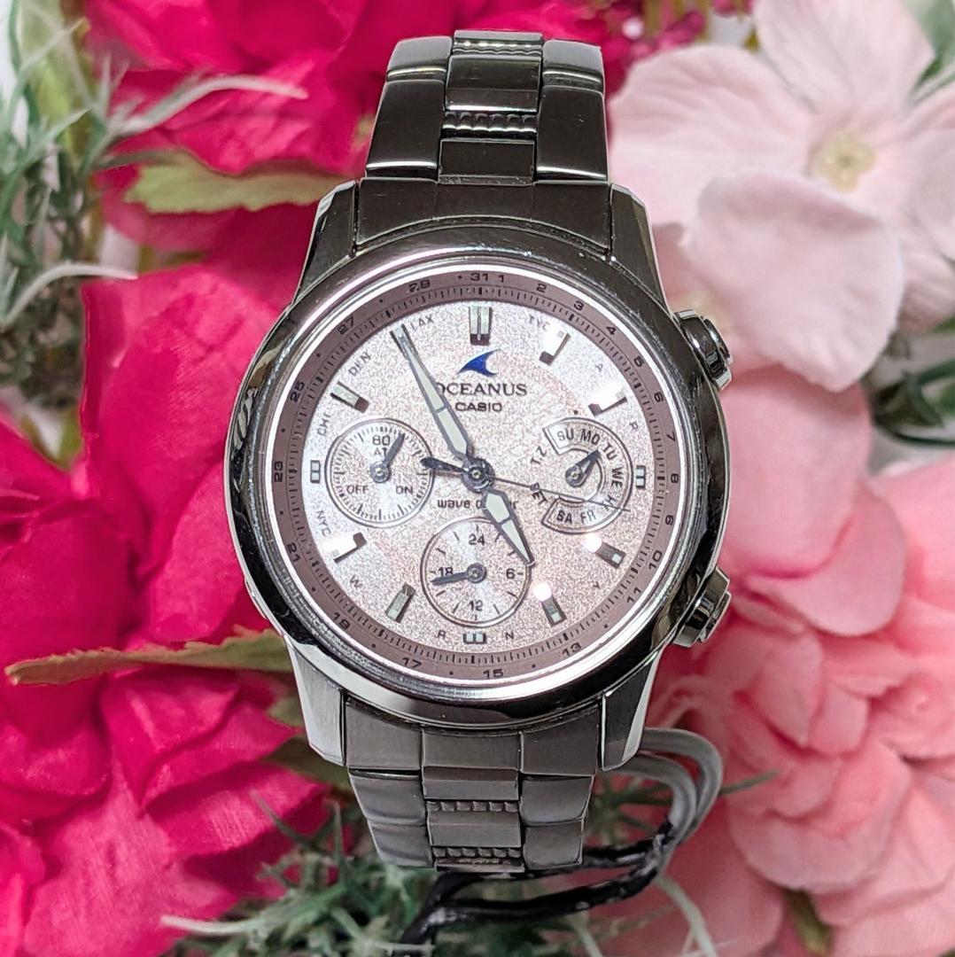 良品 CASIOカシオ レディース腕時計オシアナス電波ソーラー ピンク キュート