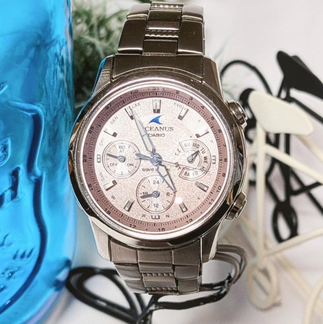 良品 CASIOカシオ レディース腕時計オシアナス電波ソーラー ピンク キュート