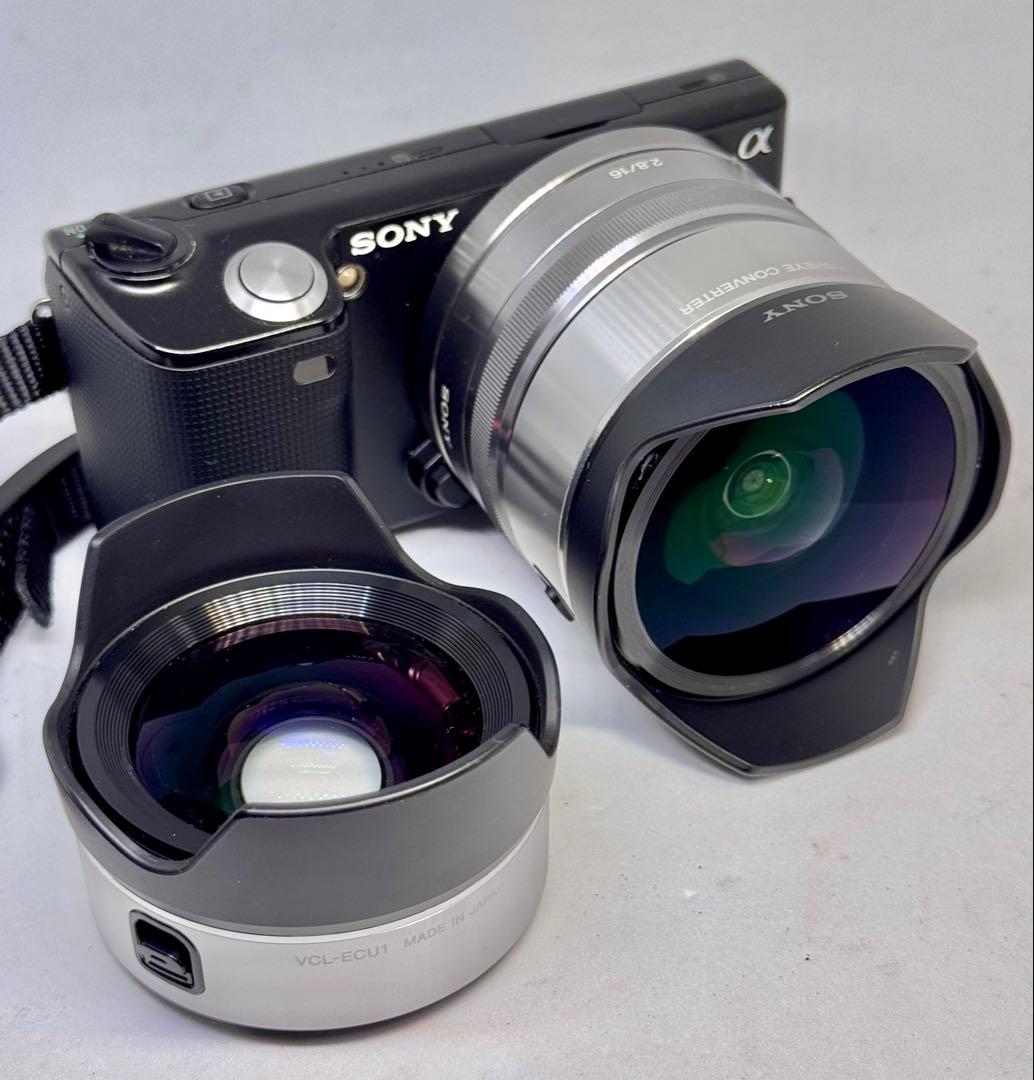 SONY NEX-5 16mm ワイド・魚眼 コンバーター セット 純正ケース付