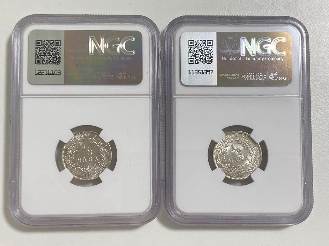1917A 1918D ドイツ銀貨 2枚セット 古銭 1/2 Mark