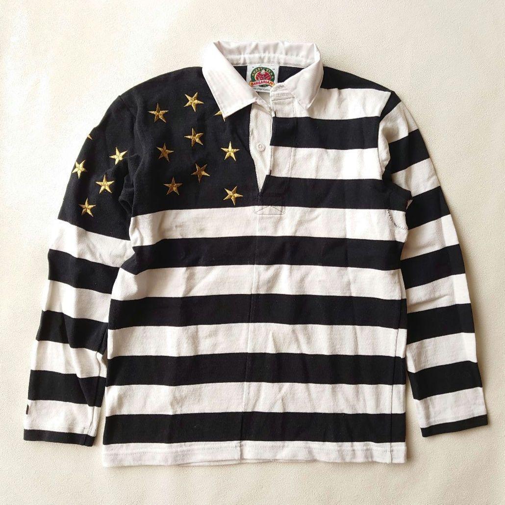 【別注】 BARBARIAN バーバリアン 星条旗 ラガーシャツ