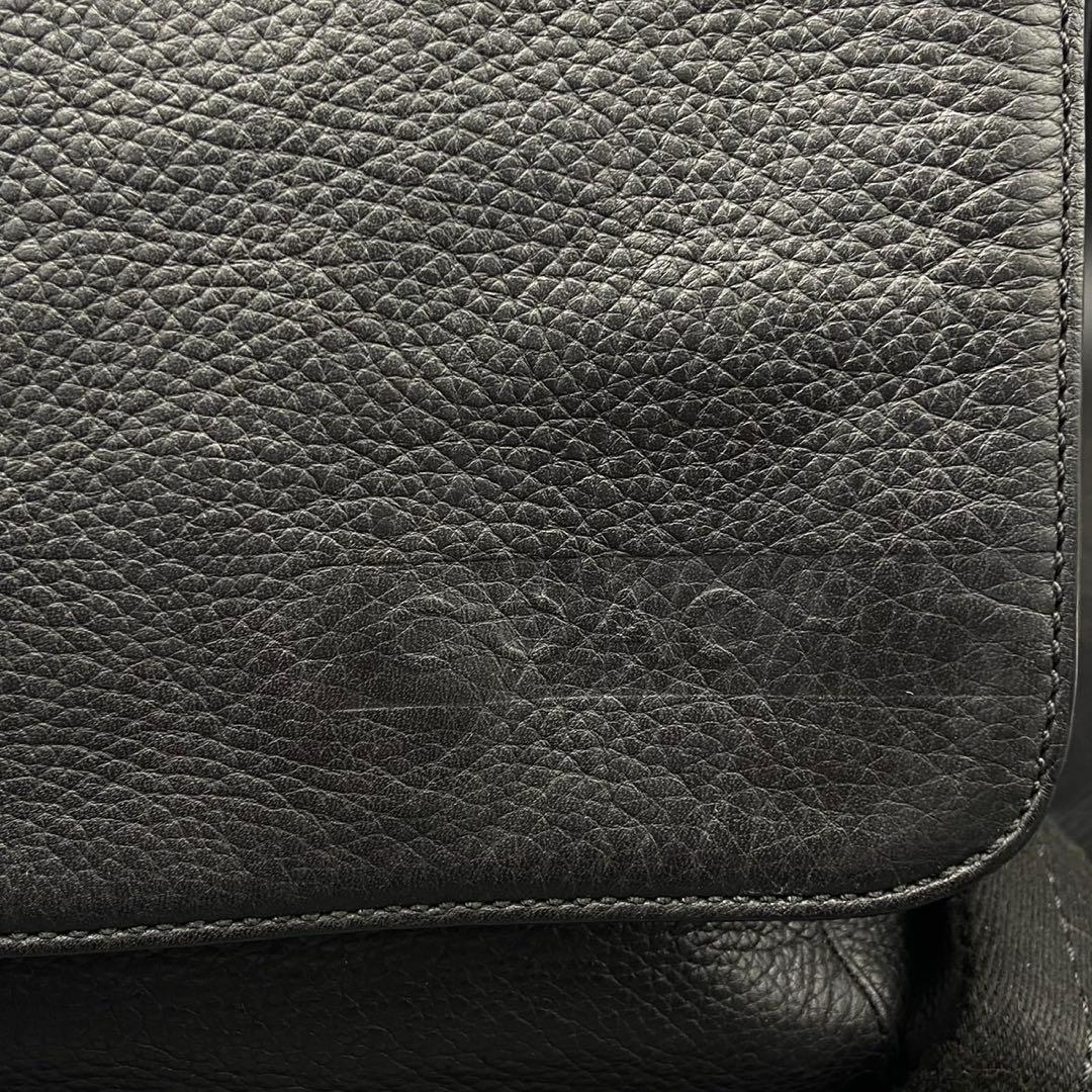 【美品】コーチ メッセンジャーバッグ ショルダー ブラック レザー 大容量