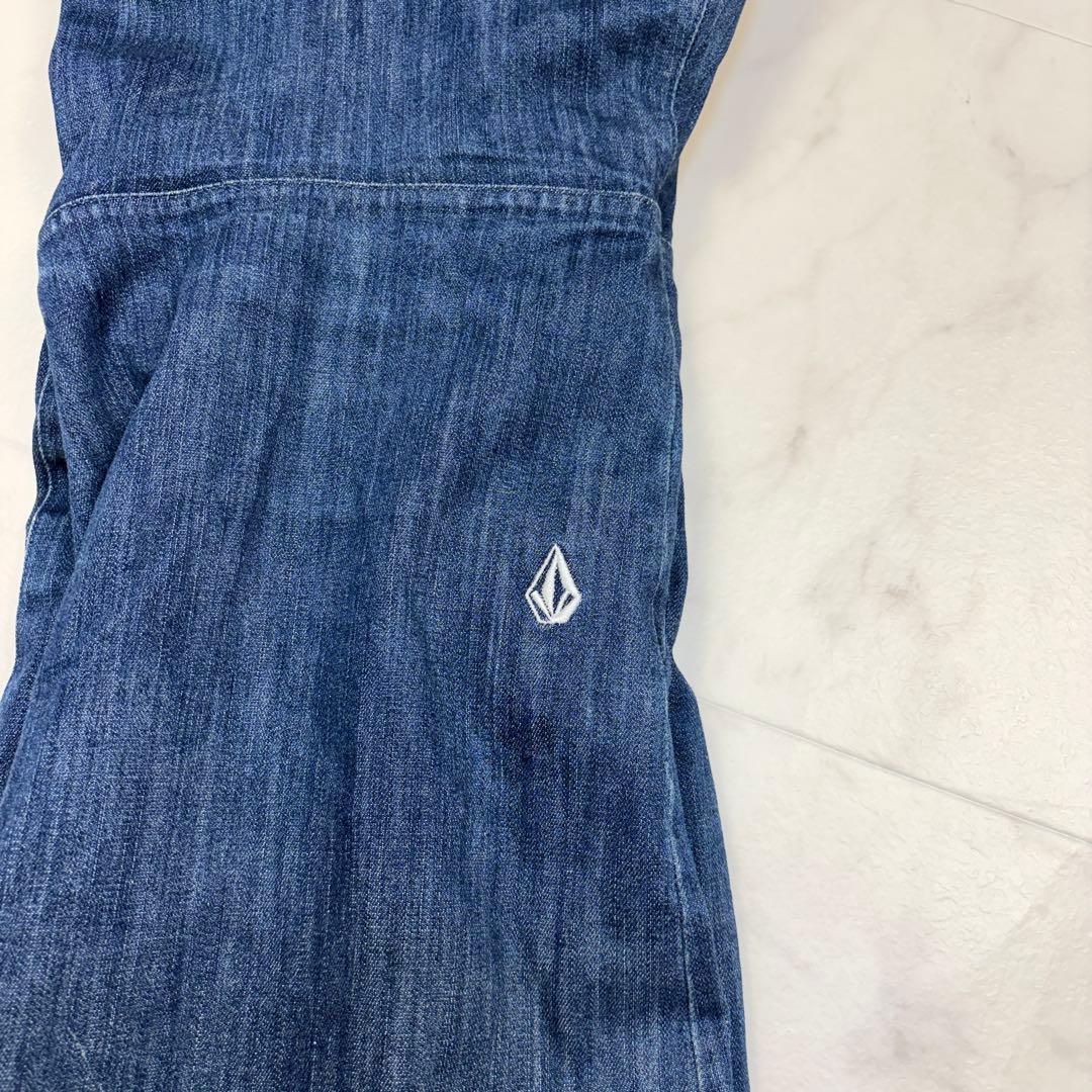 ボルコム　スノボーウェア　デニムパンツ　フレア　GENUINE 青 M ロゴ刺繍