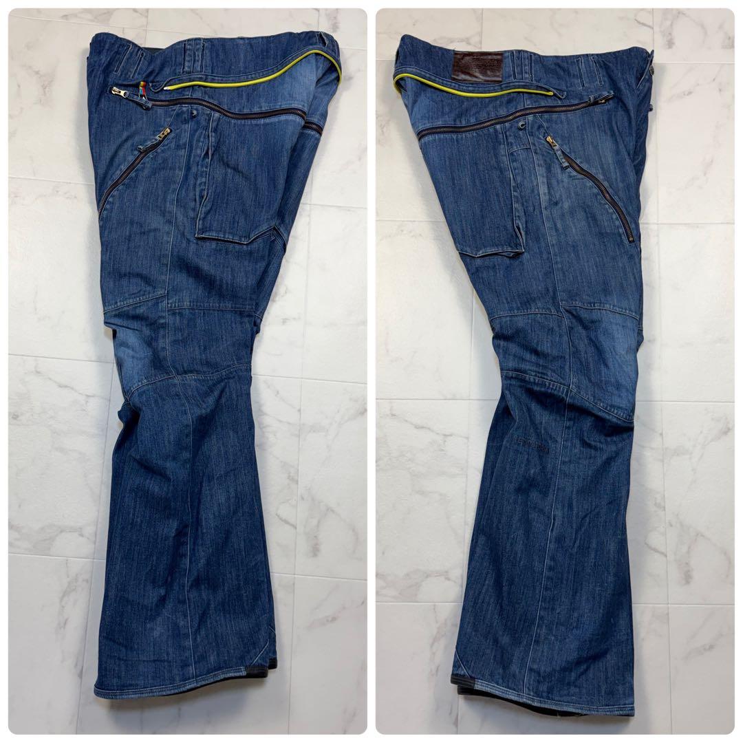 ボルコム　スノボーウェア　デニムパンツ　フレア　GENUINE 青 M ロゴ刺繍