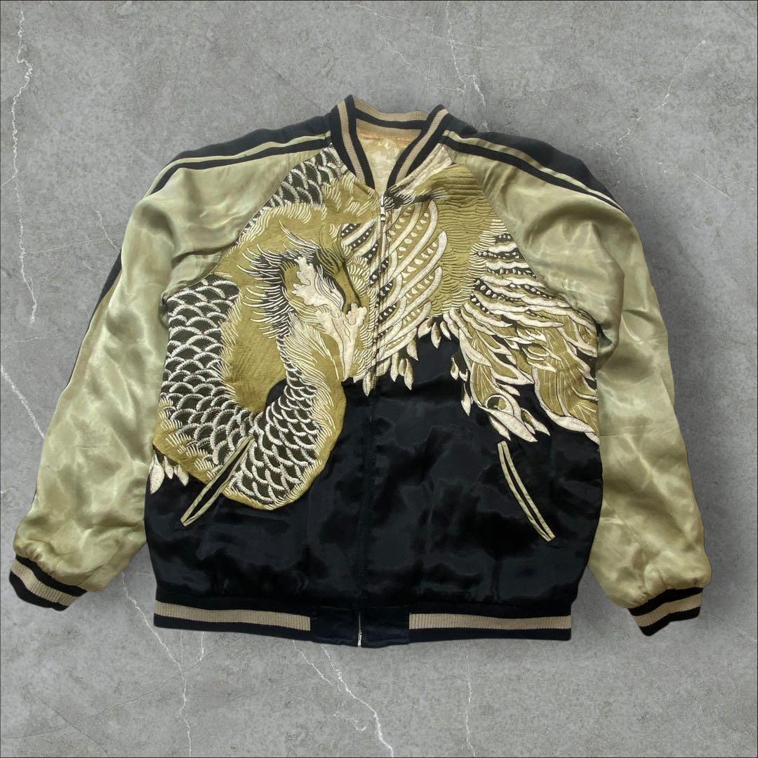 花旅楽団 リバーシブル スカジャン L 和柄 刺繍