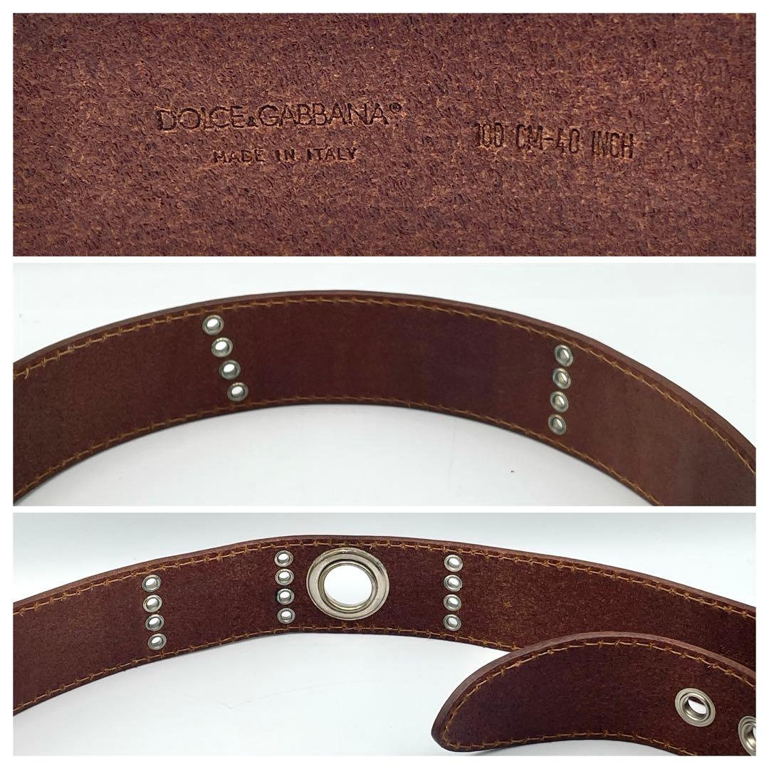 F ほぼ未使用 DOLCE&GABBANA レザーベルト ドルガバ 本革