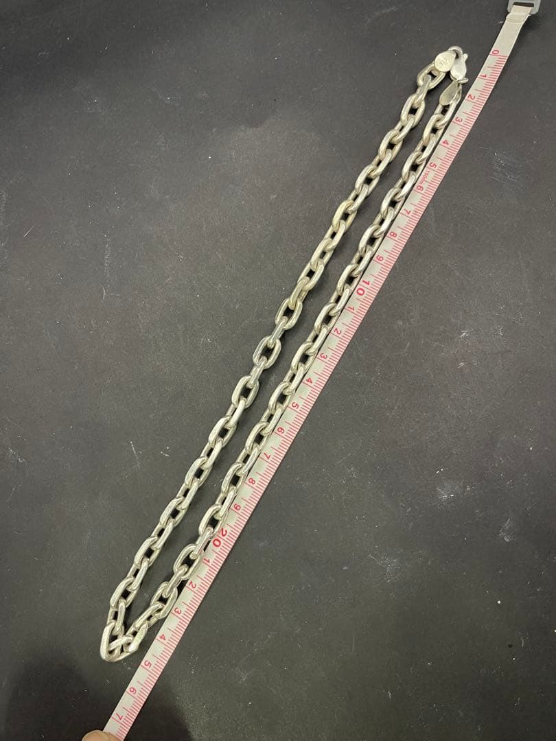 シルバー925製　極太！8mm幅　あずきリンクチェーンネックレス　約50cm