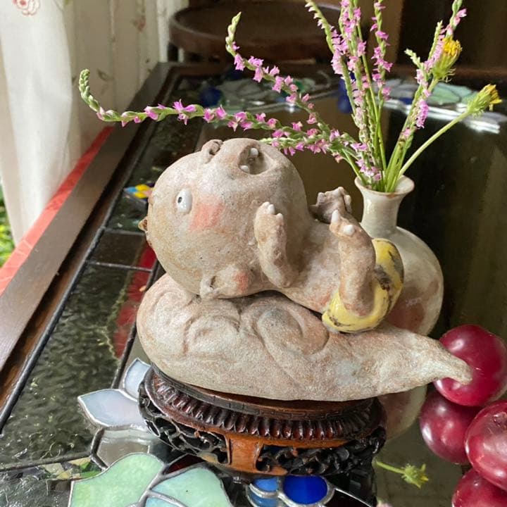 2125様感謝‼️邪気を祓う‼️愛ある作家コワかわフィギュリン「かみなりぼうや」一体