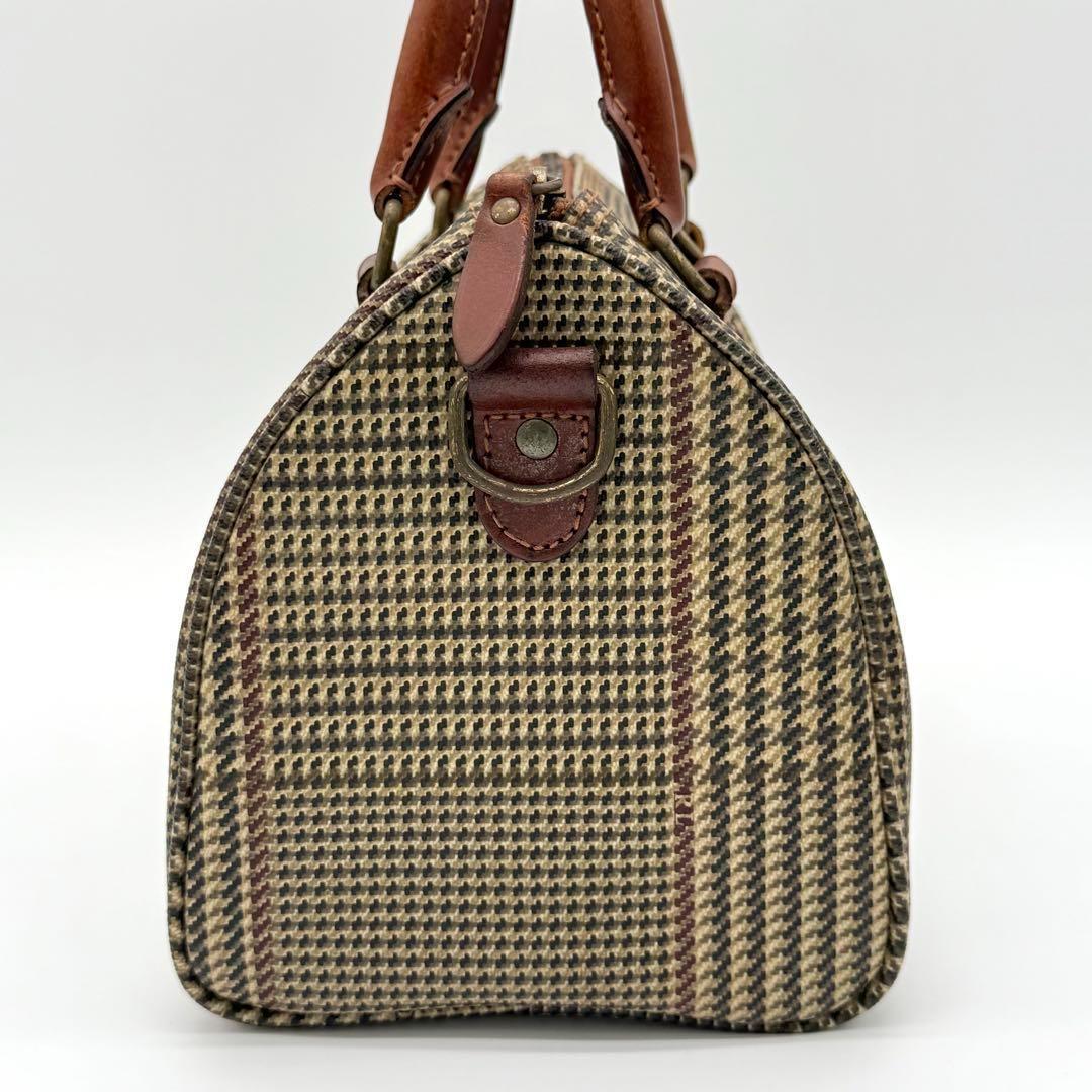 【美品】ポロラルフローレン 千鳥格子 ミニボストンバッグ ヴィンテージ 茶色