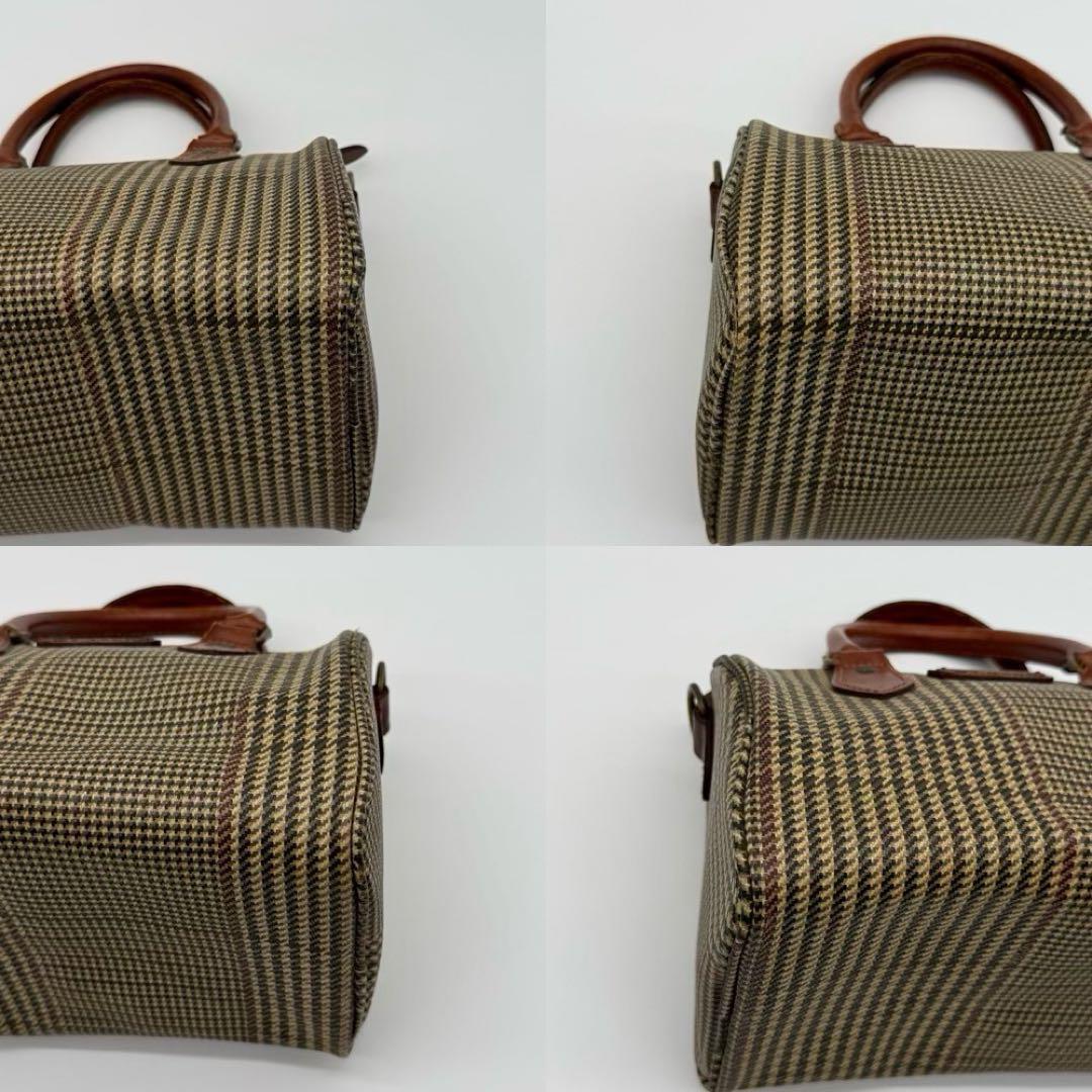 【美品】ポロラルフローレン 千鳥格子 ミニボストンバッグ ヴィンテージ 茶色