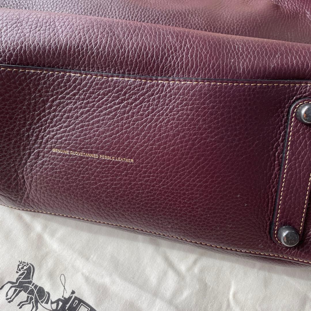 COACH バーガンディ レザー ハンドバッグ