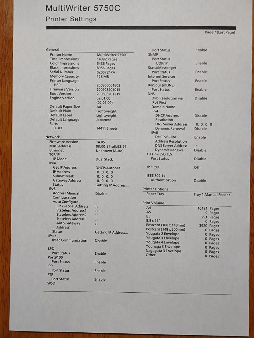 NEC A4カラーレーザープリンターMultiWriter 5750C