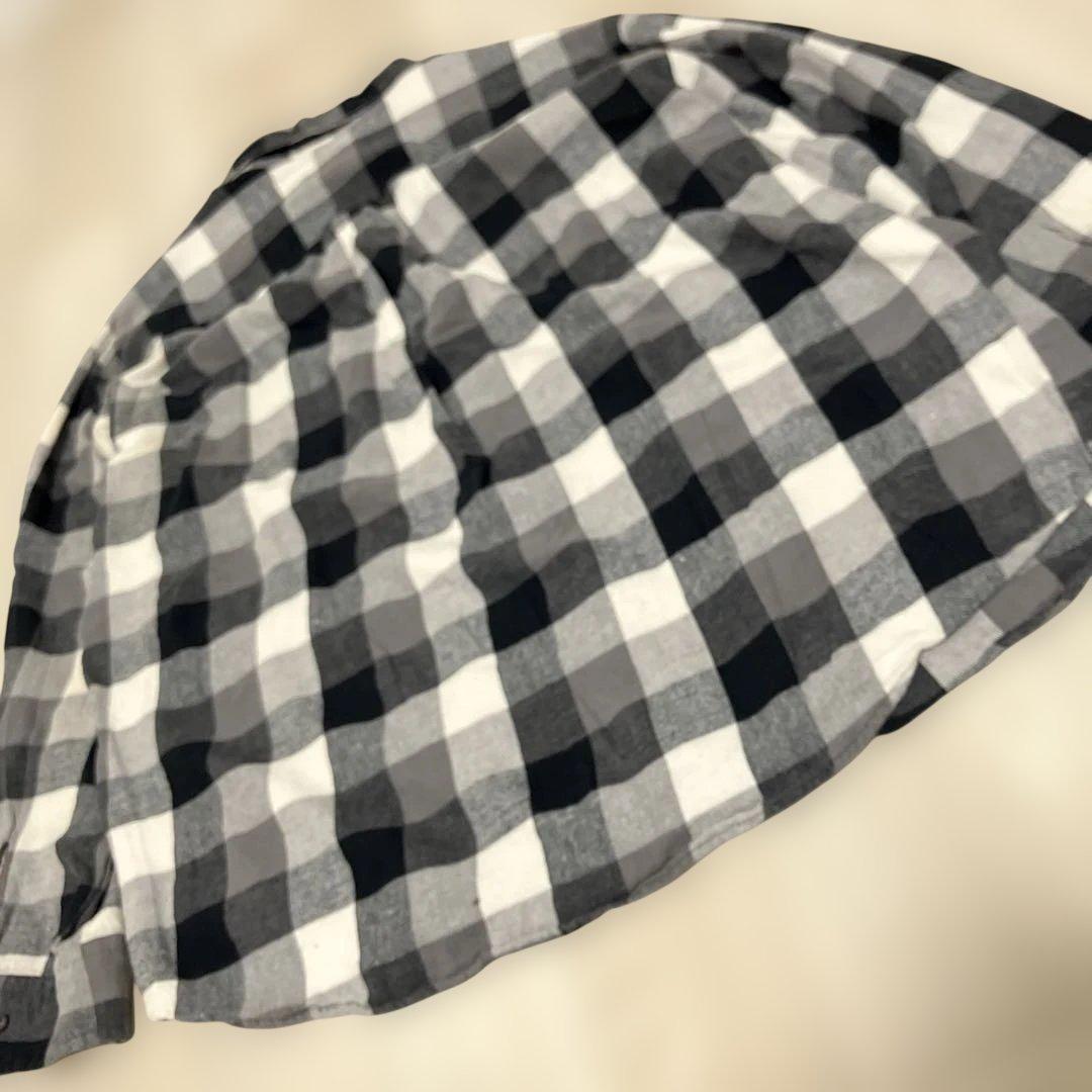 ST.JOHN'S BAY ライトネルシャツ 白黒ブロックチェックXXL 好配色