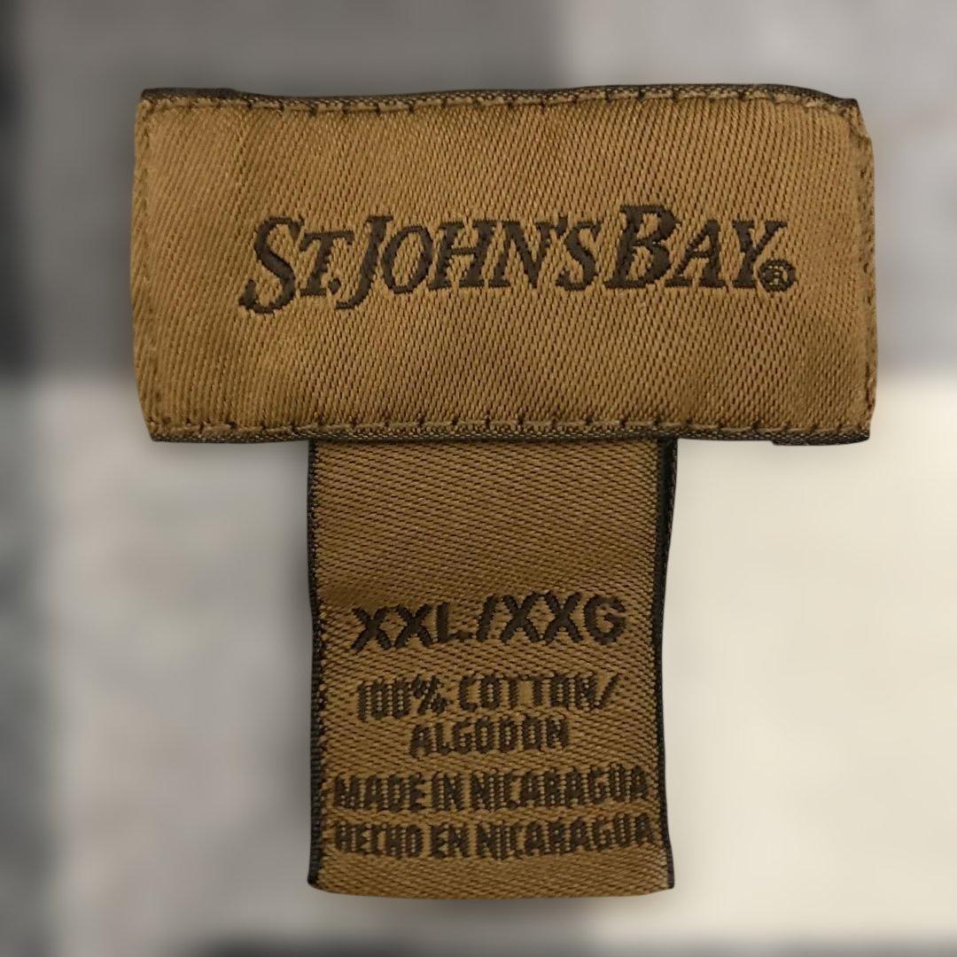 ST.JOHN'S BAY ライトネルシャツ 白黒ブロックチェックXXL 好配色