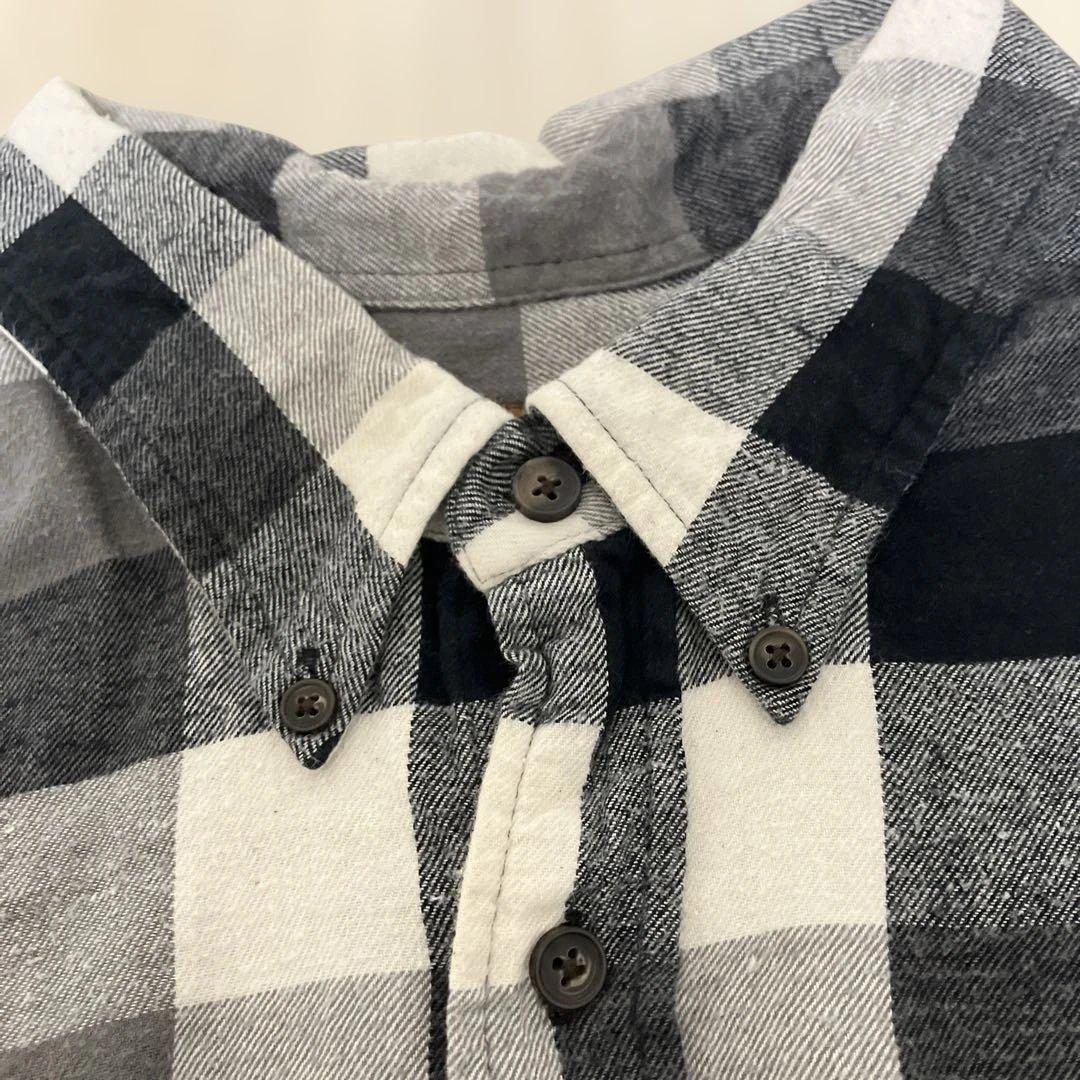ST.JOHN'S BAY ライトネルシャツ 白黒ブロックチェックXXL 好配色