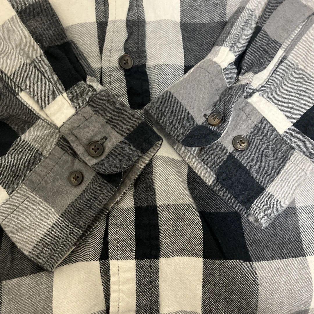 ST.JOHN'S BAY ライトネルシャツ 白黒ブロックチェックXXL 好配色