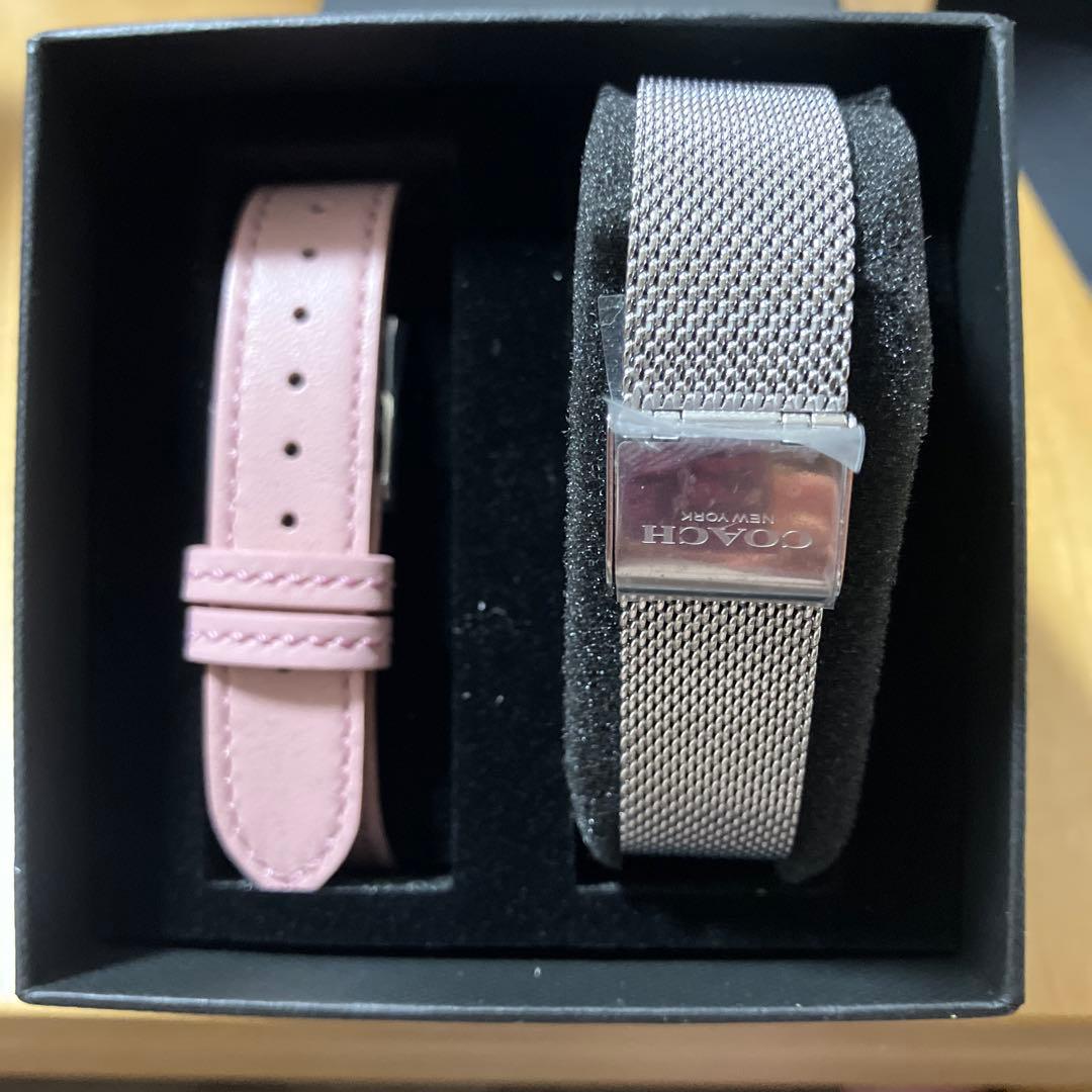 COACH♡ピンク腕時計♡交換用レザーベルト付き♡