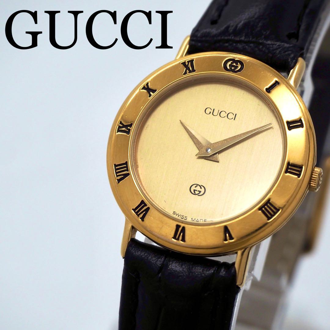 119【美品】GUCCI レディース 時計 3000L 新品ベルト ゴールド
