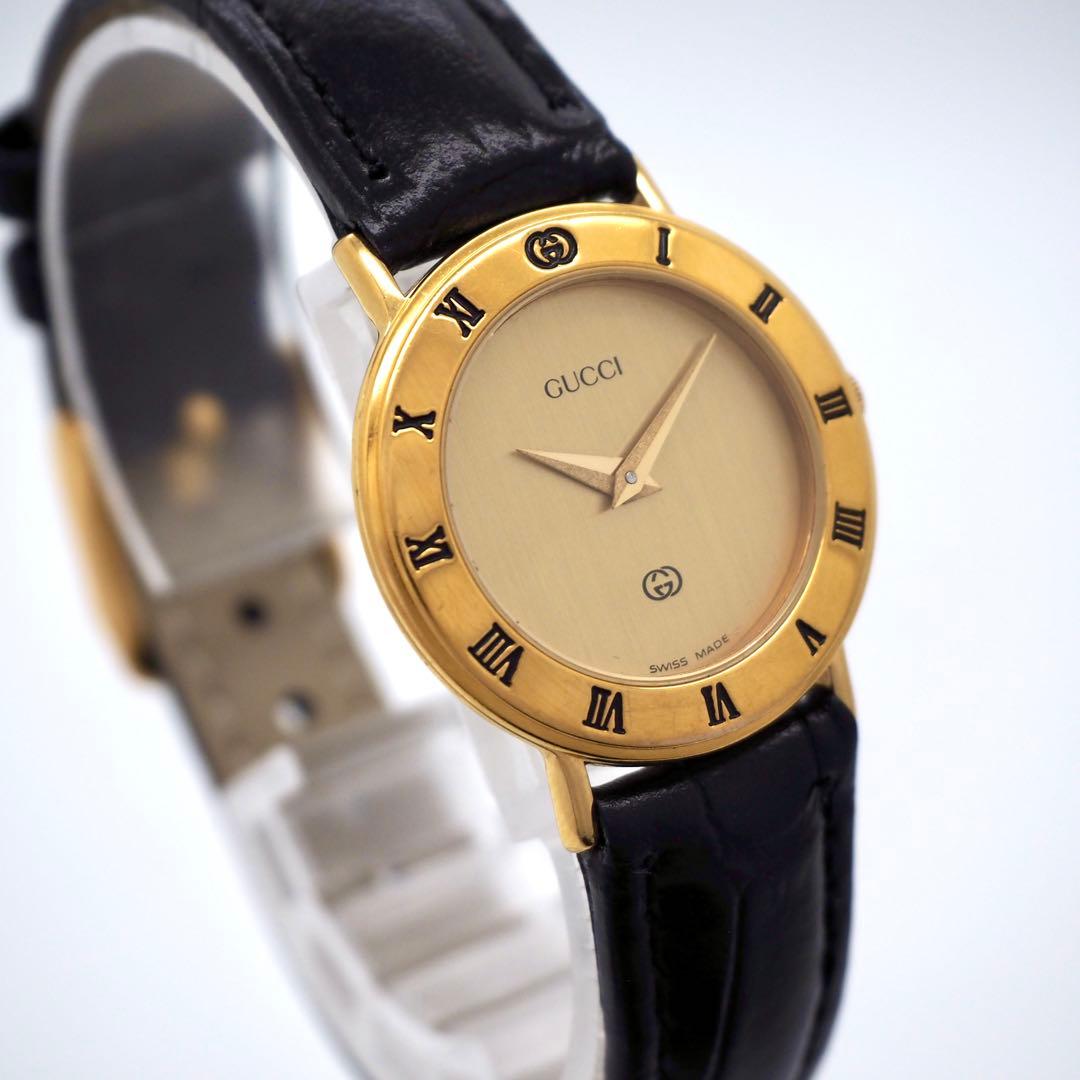119【美品】GUCCI レディース 時計 3000L 新品ベルト ゴールド