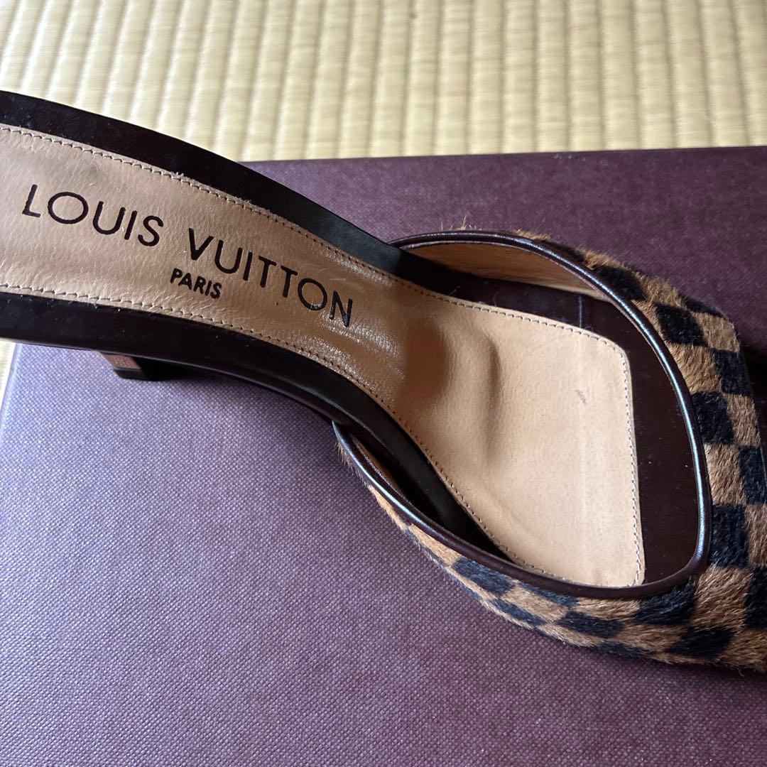 LOUIS VUITTON 希少品 チェック柄 ダミエ ハラコ ミュール